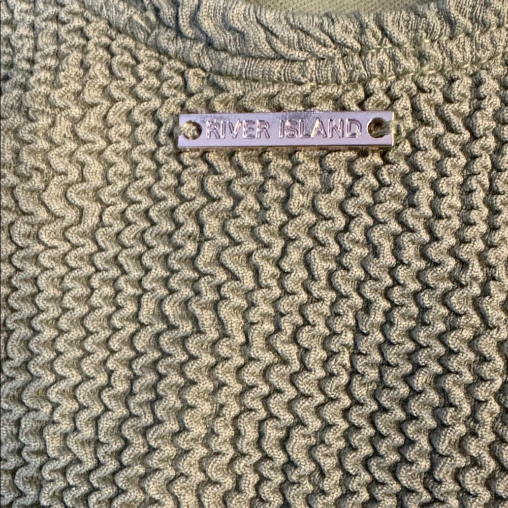 River Island crinkle textured one-piece swimsuit in khaki 10